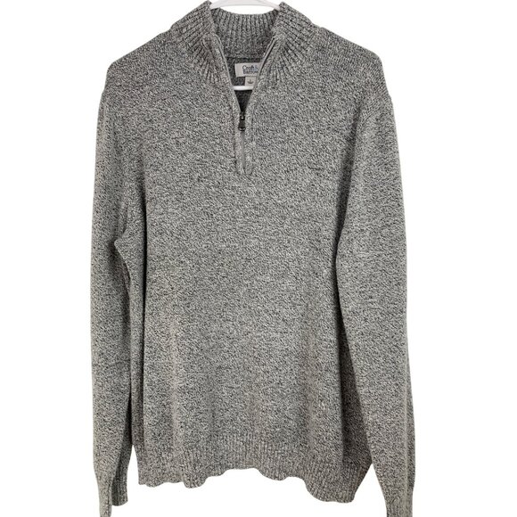 Croft & Barrow Mens  1/4 Zip Knit Sweater L Gray RY10394 Cotton Pullover GUC - Picture 1 of 8